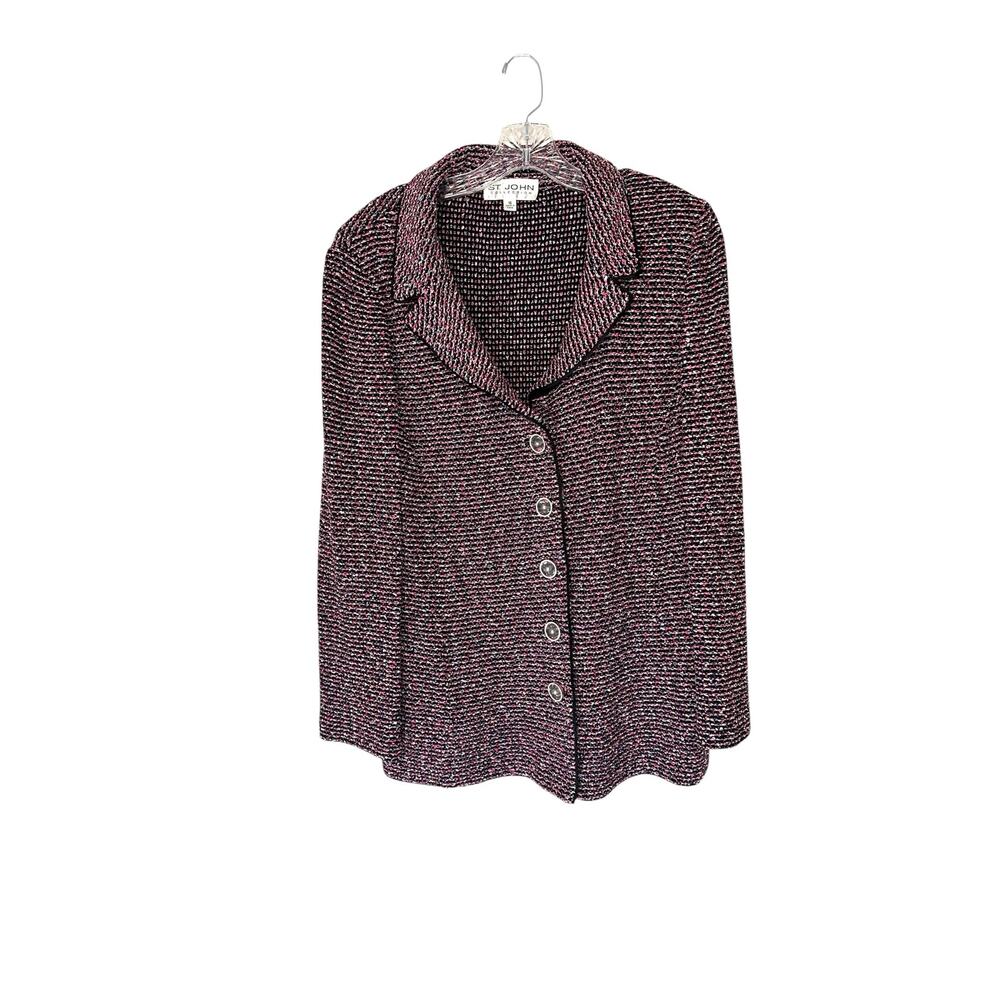 St. John Collection Plus Pink Black Boucle Tweed Twee Work Career Blazer‎ 16
